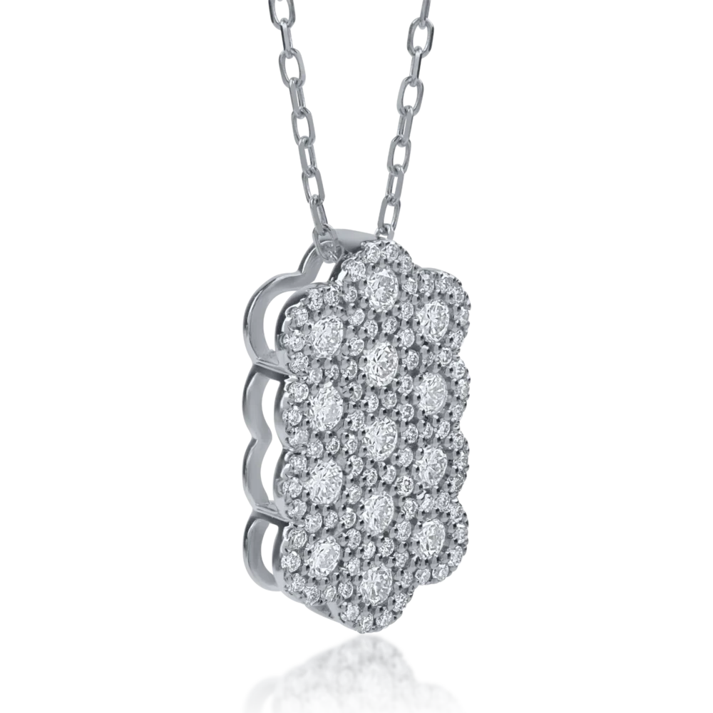 Lant cu pandantiv din aur alb cu diamante de 0.79ct - imagine 2