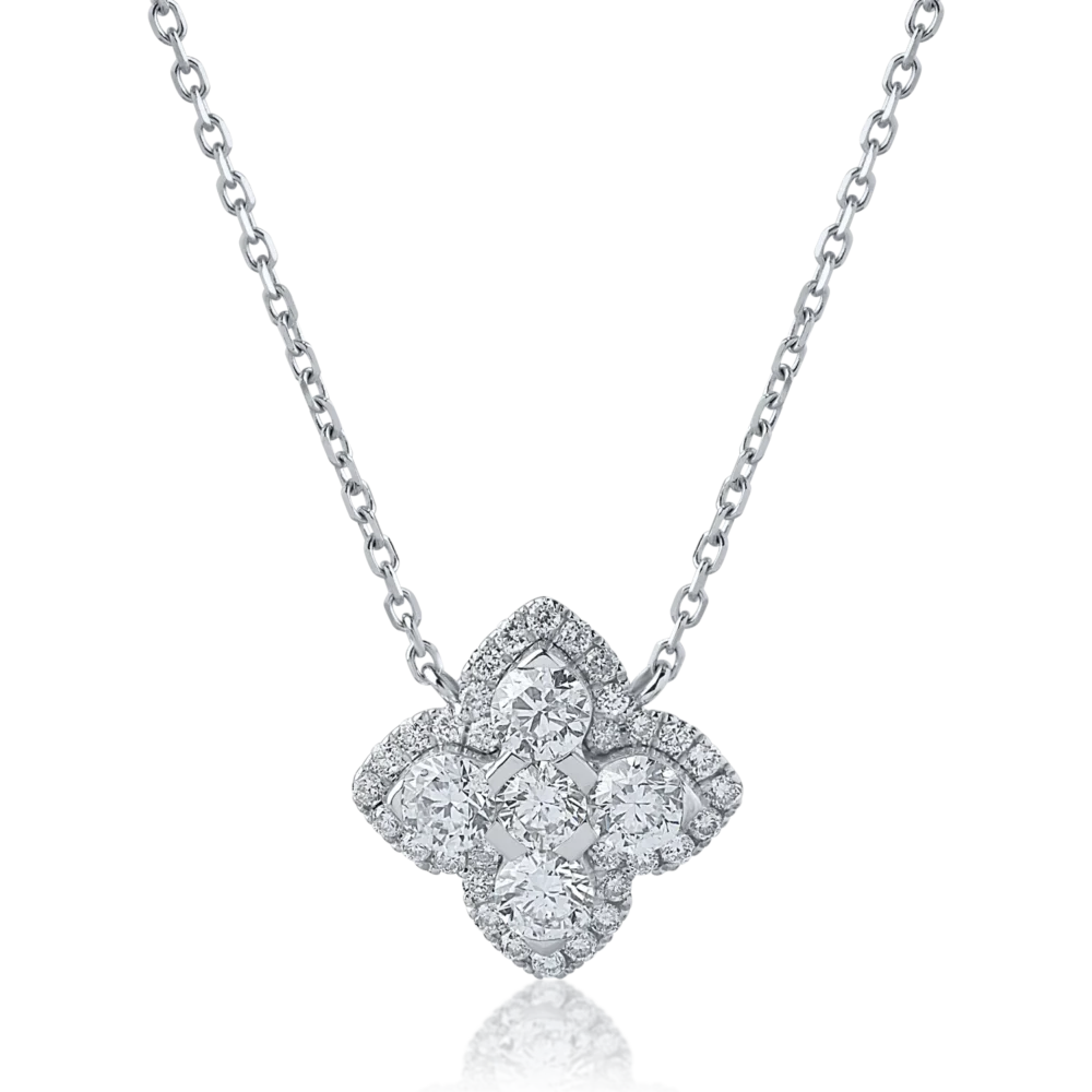 Lant cu pandantiv din aur alb cu diamante de 0.82ct