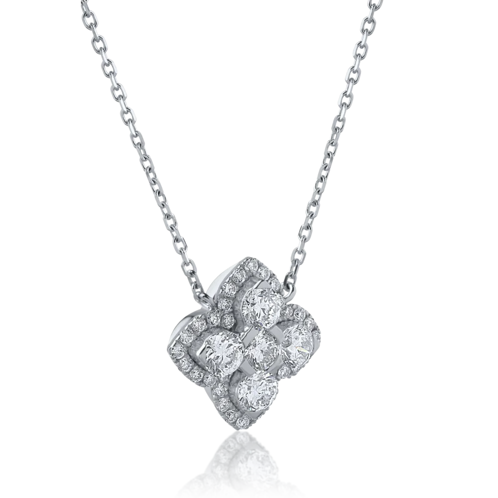 Lant cu pandantiv din aur alb cu diamante de 0.82ct - imagine 2