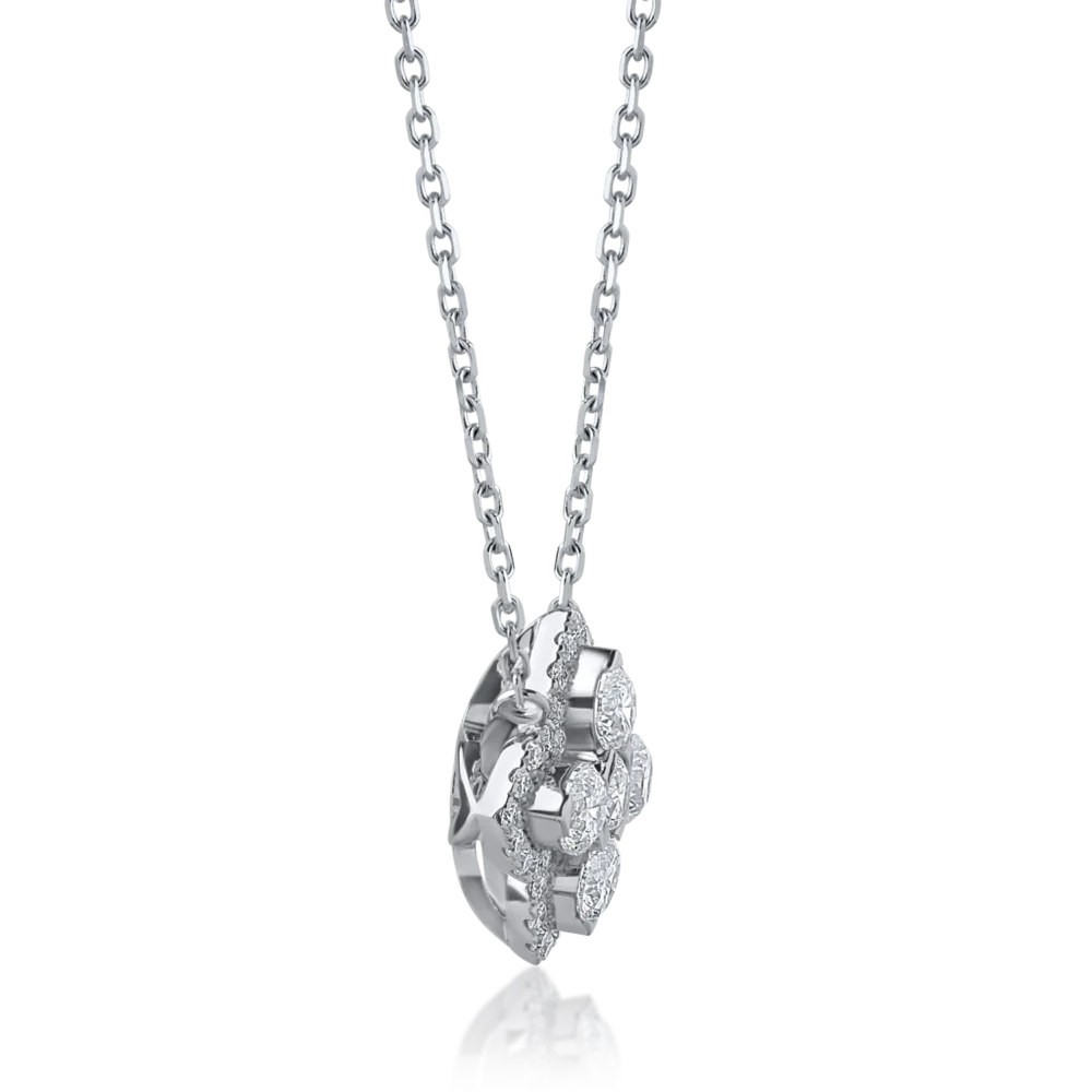 Lant cu pandantiv din aur alb cu diamante de 0.82ct - imagine 3
