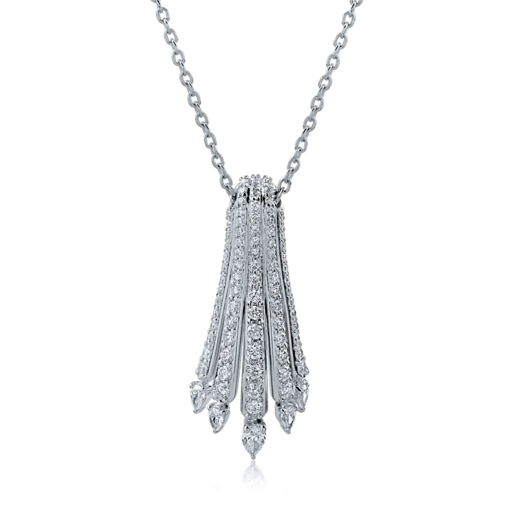 Lant cu pandantiv din aur alb cu diamante de 1.31ct