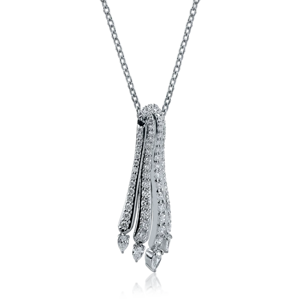 Lant cu pandantiv din aur alb cu diamante de 1.31ct - imagine 2