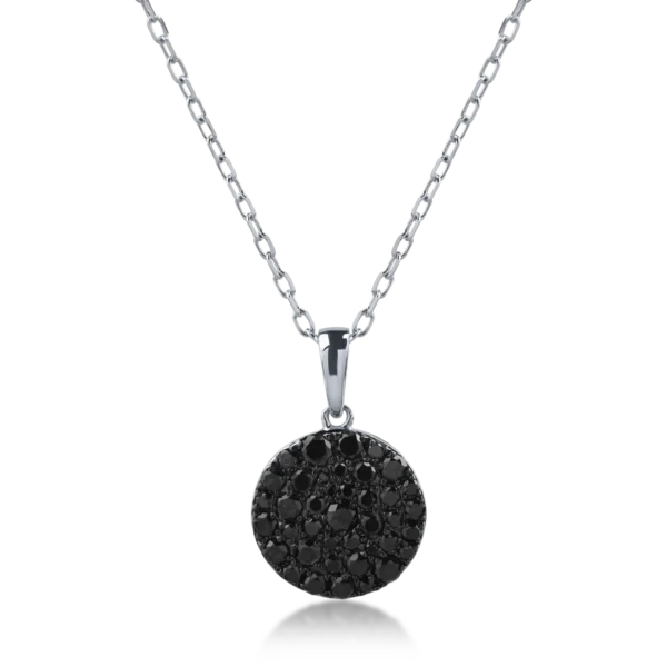 Lant cu pandantiv din aur alb cu diamante negre de 0.58ct