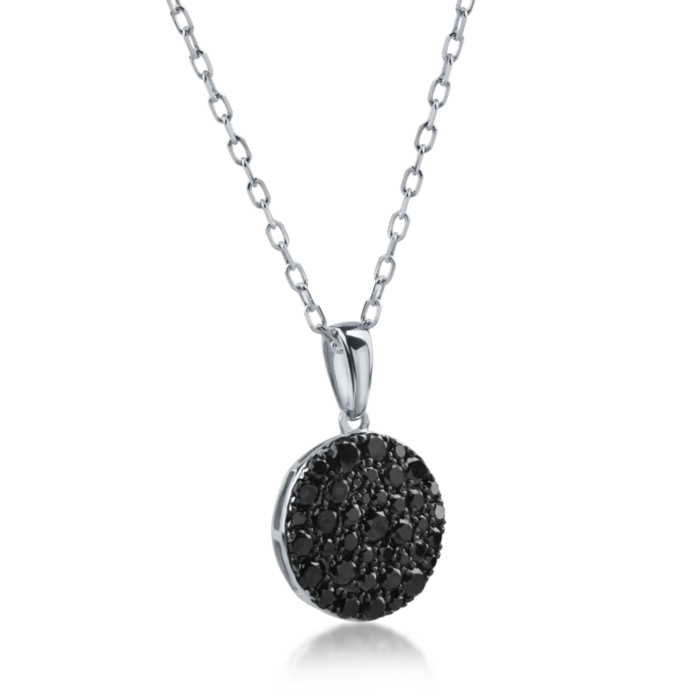Lant cu pandantiv din aur alb cu diamante negre de 0.58ct - imagine 2