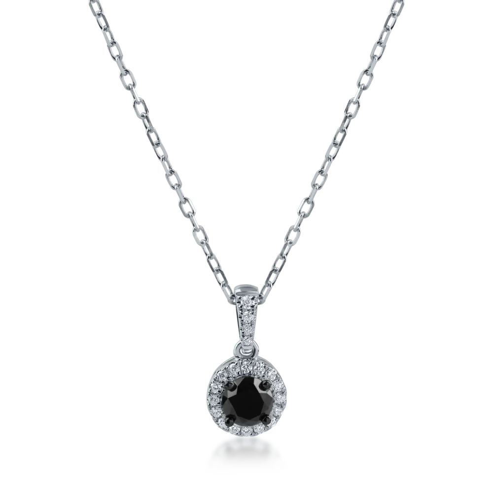 Lant cu pandantiv din aur alb cu diamate de 0.43ct