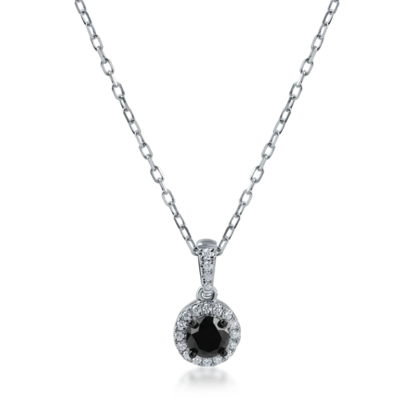 Lant cu pandantiv din aur alb cu diamate de 0.43ct