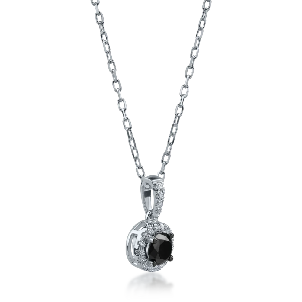 Lant cu pandantiv din aur alb cu diamate de 0.43ct - imagine 2