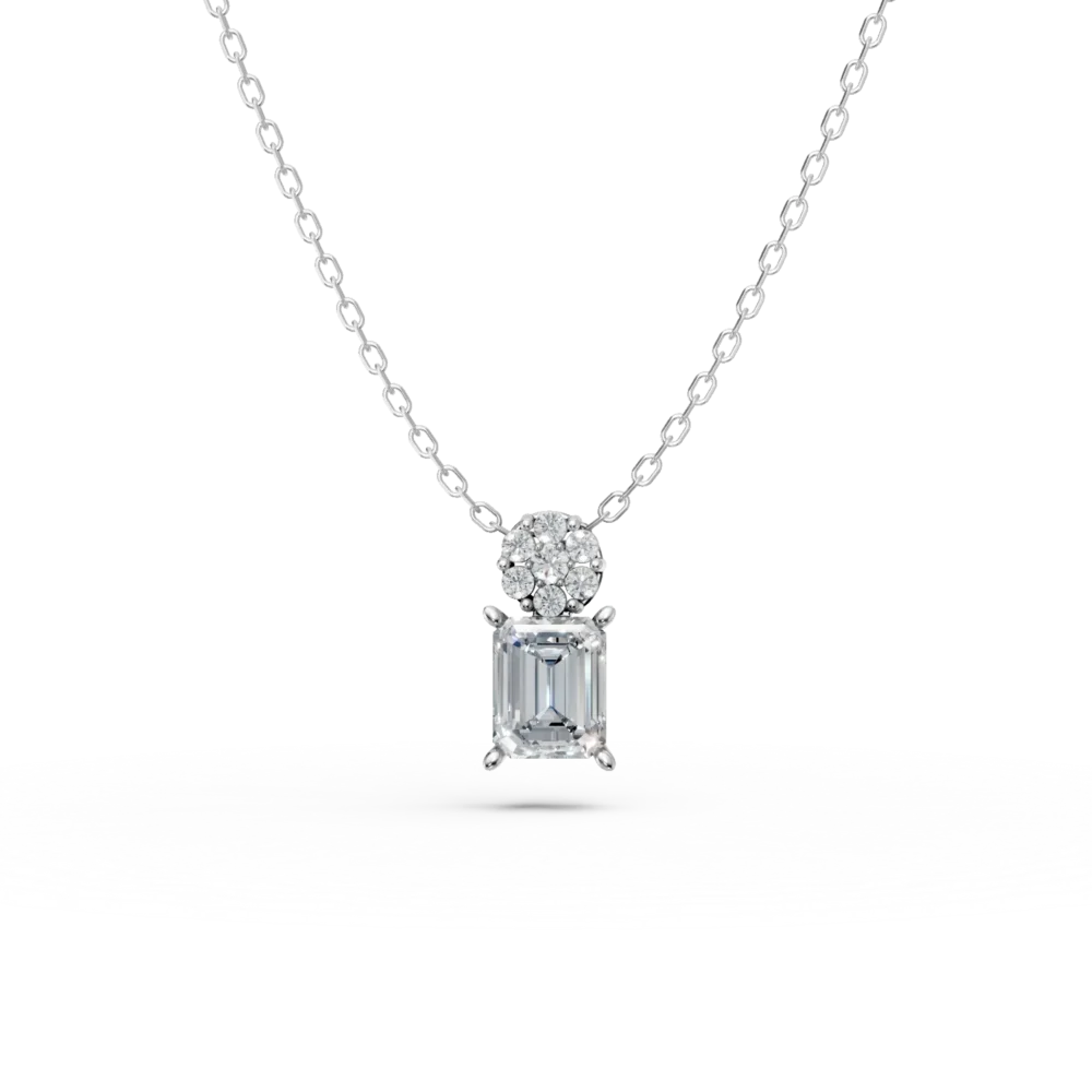 Lant cu pandantiv din aur alb cu zirconii