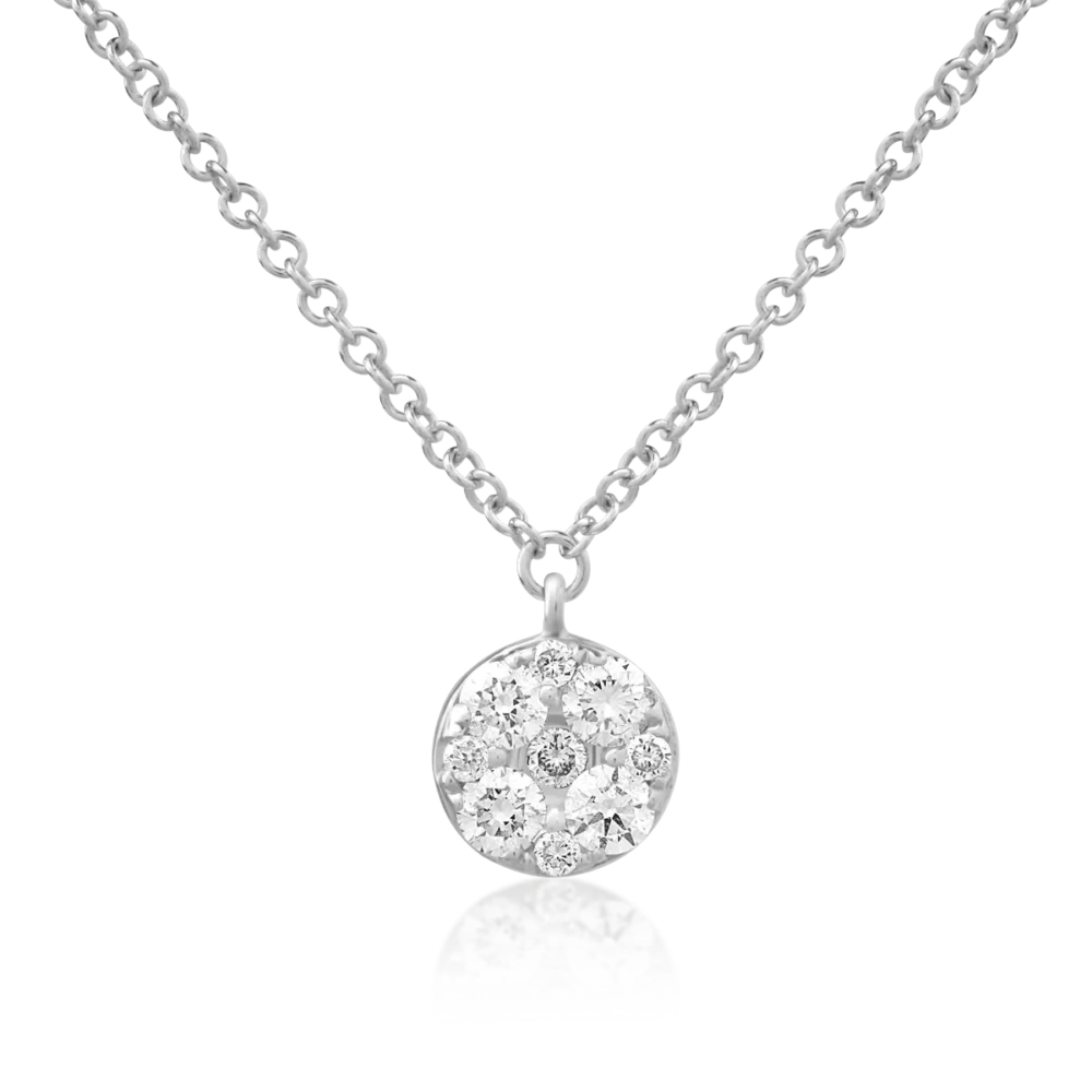 Lant cu pandantiv din aur alb cu diamante de 0.23ct