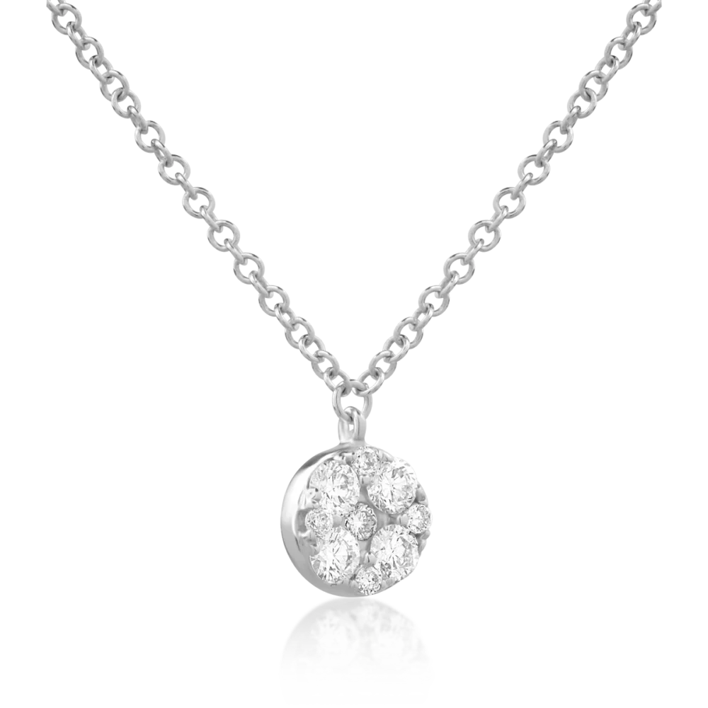 Lant cu pandantiv din aur alb cu diamante de 0.23ct - imagine 2