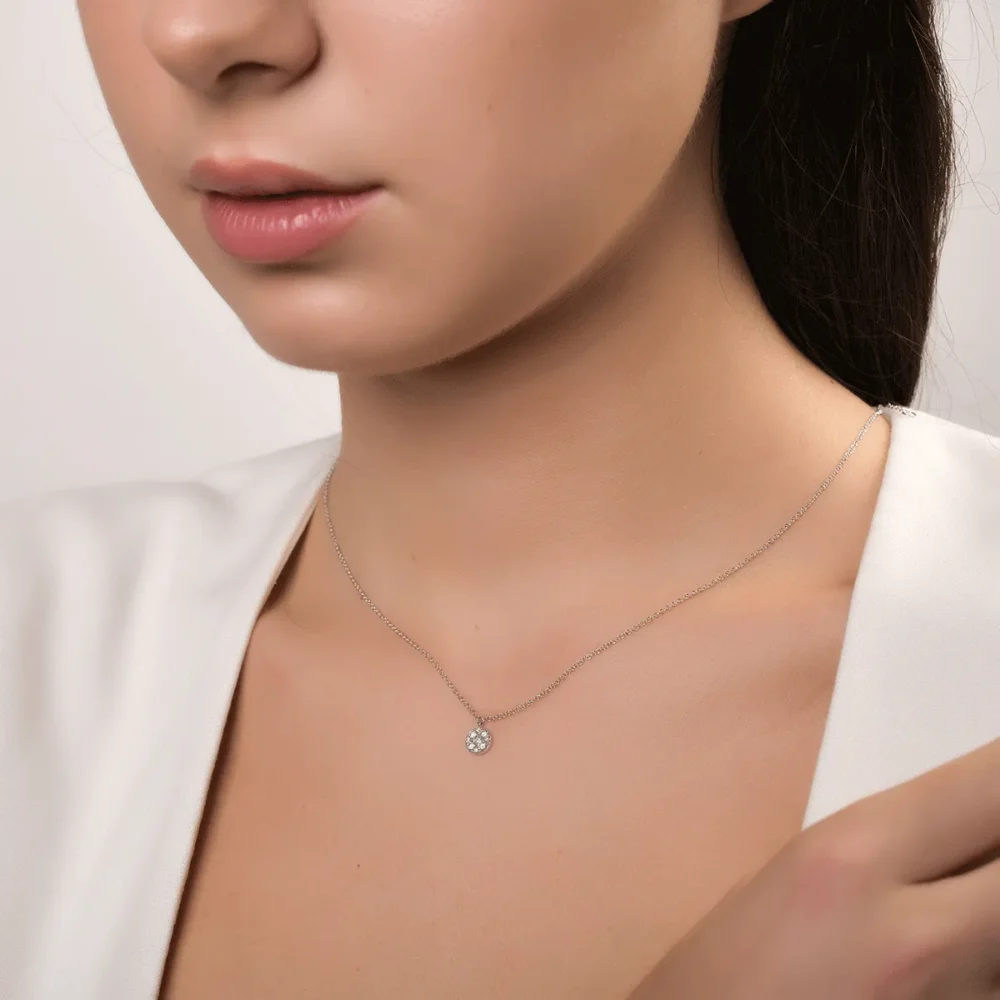 Lant cu pandantiv din aur alb cu diamante de 0.23ct - imagine 3