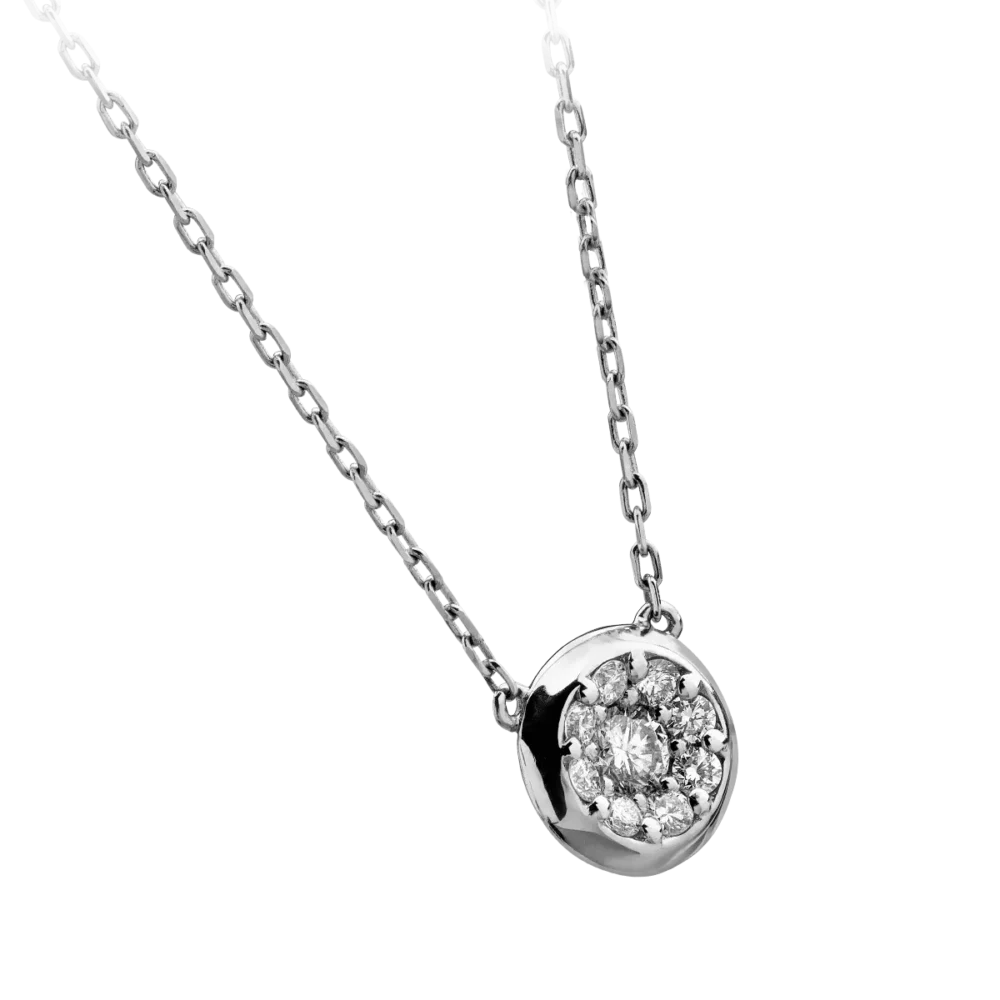 Lant cu pandantiv din aur alb cu diamante de 0.25ct - imagine 2