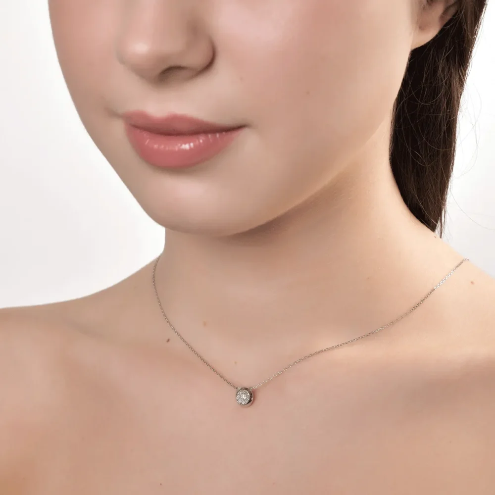 Lant cu pandantiv din aur alb cu diamante de 0.25ct - imagine 3