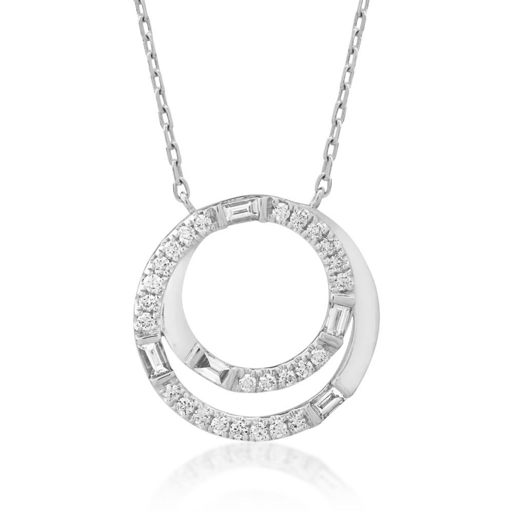 Lant cu pandantiv din aur alb cu diamante de 0.33ct