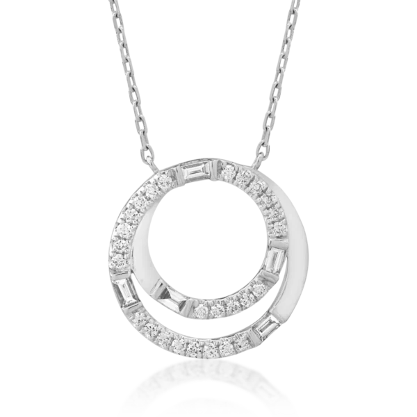 Lant cu pandantiv din aur alb cu diamante de 0.33ct