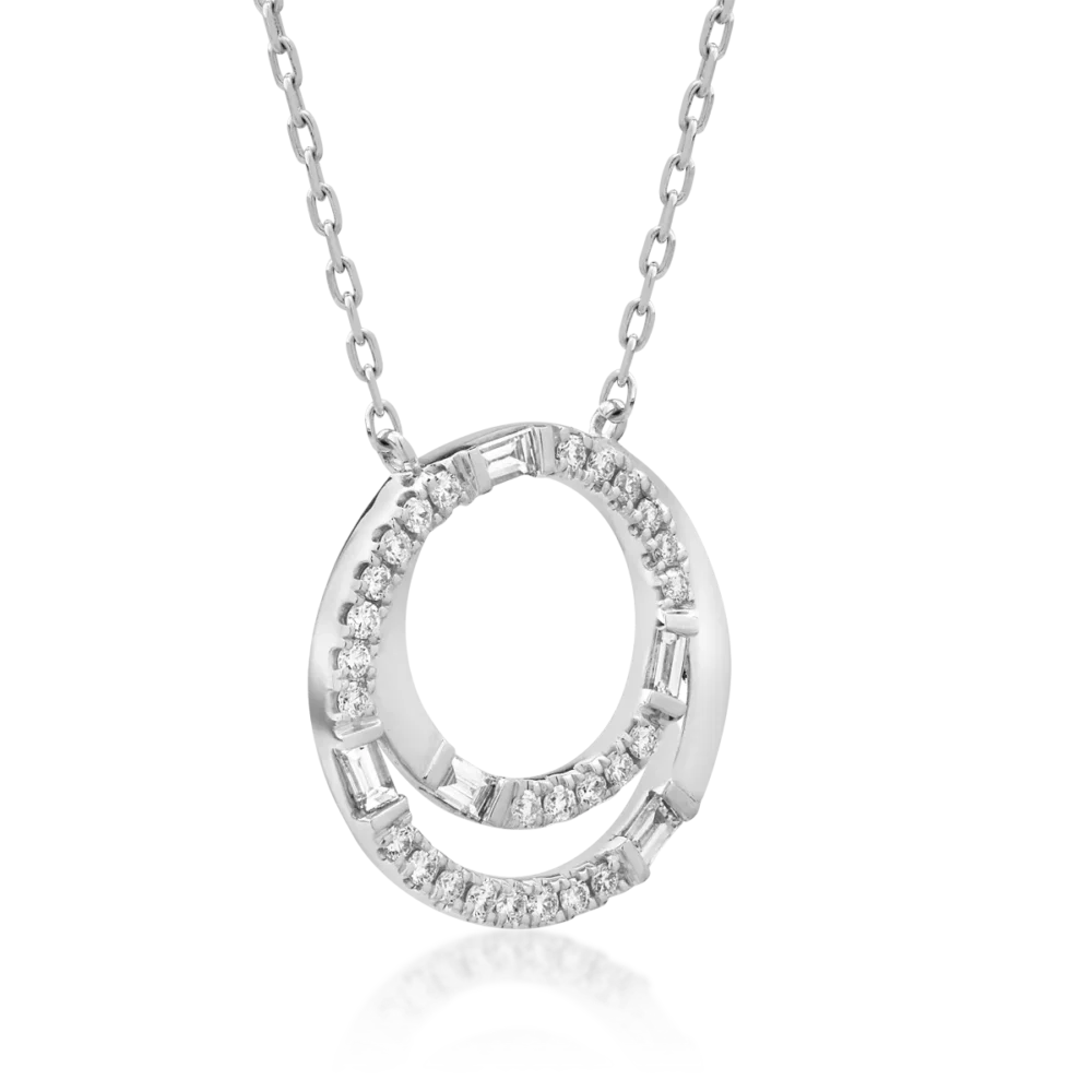 Lant cu pandantiv din aur alb cu diamante de 0.33ct - imagine 2