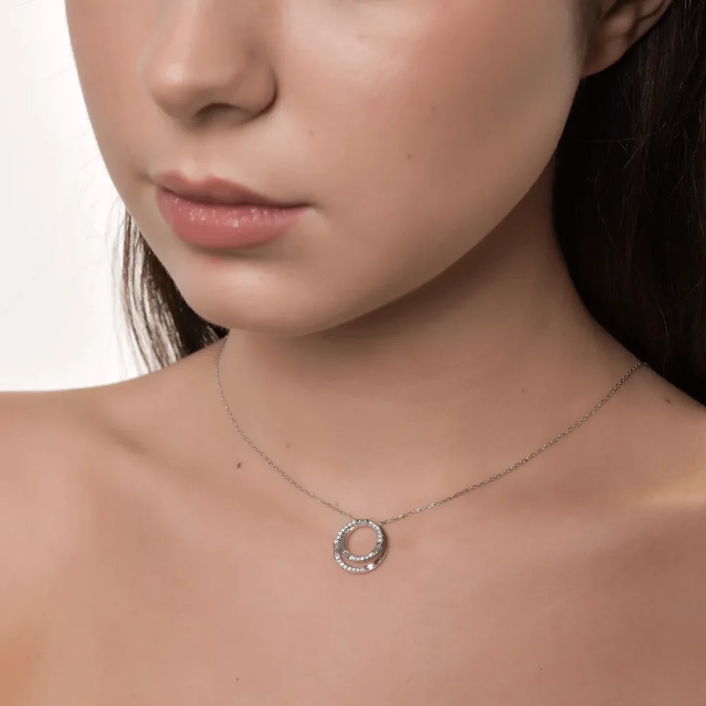 Lant cu pandantiv din aur alb cu diamante de 0.33ct - imagine 4