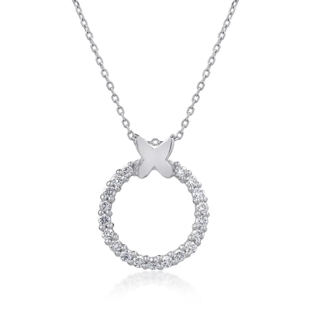 Lant cu pandantiv din aur alb cu diamante de 0.475ct