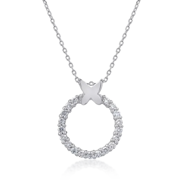 Lant cu pandantiv din aur alb cu diamante de 0.475ct