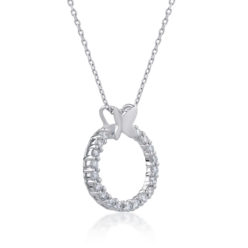 Lant cu pandantiv din aur alb cu diamante de 0.475ct - imagine 2