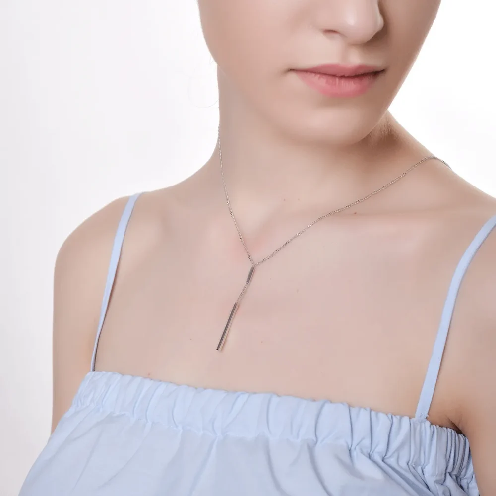 Lant cu pandantiv din aur alb - imagine 3