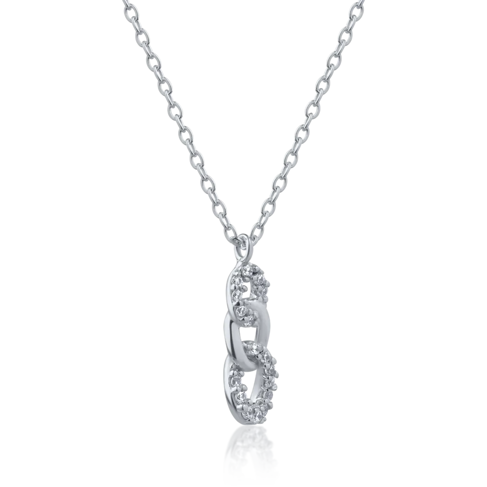 Lant cu pandantiv din aur alb - imagine 2