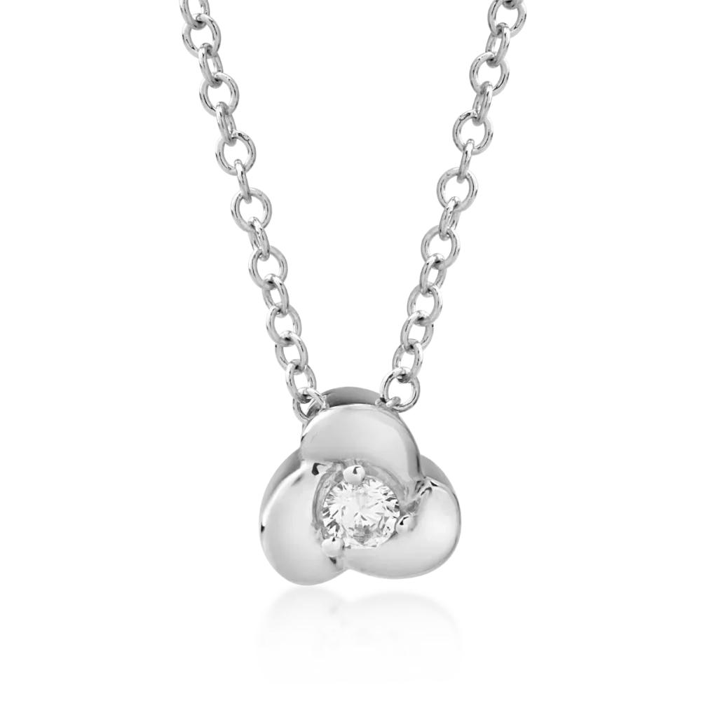 Lant cu pandantiv din aur alb cu diamant de 0.041ct