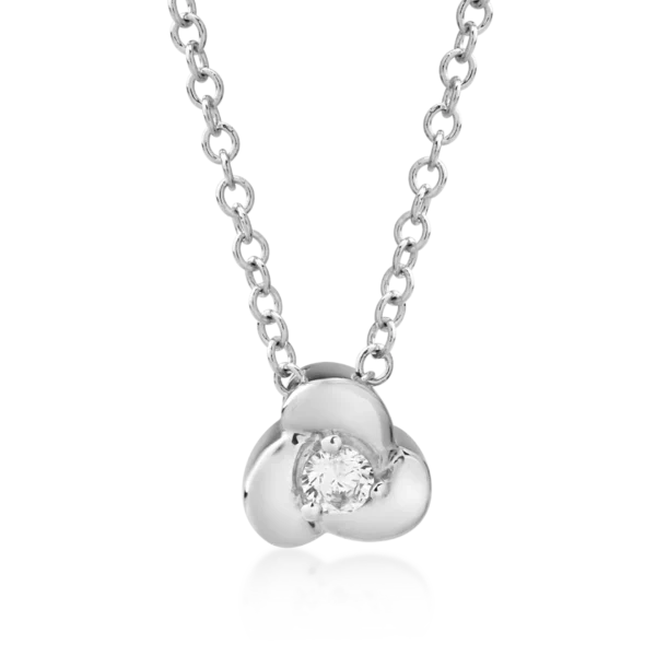 Lant cu pandantiv din aur alb cu diamant de 0.041ct