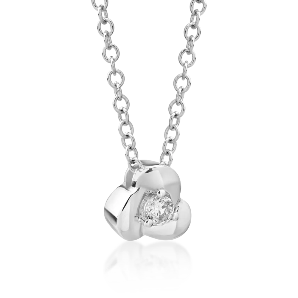 Lant cu pandantiv din aur alb cu diamant de 0.041ct - imagine 2