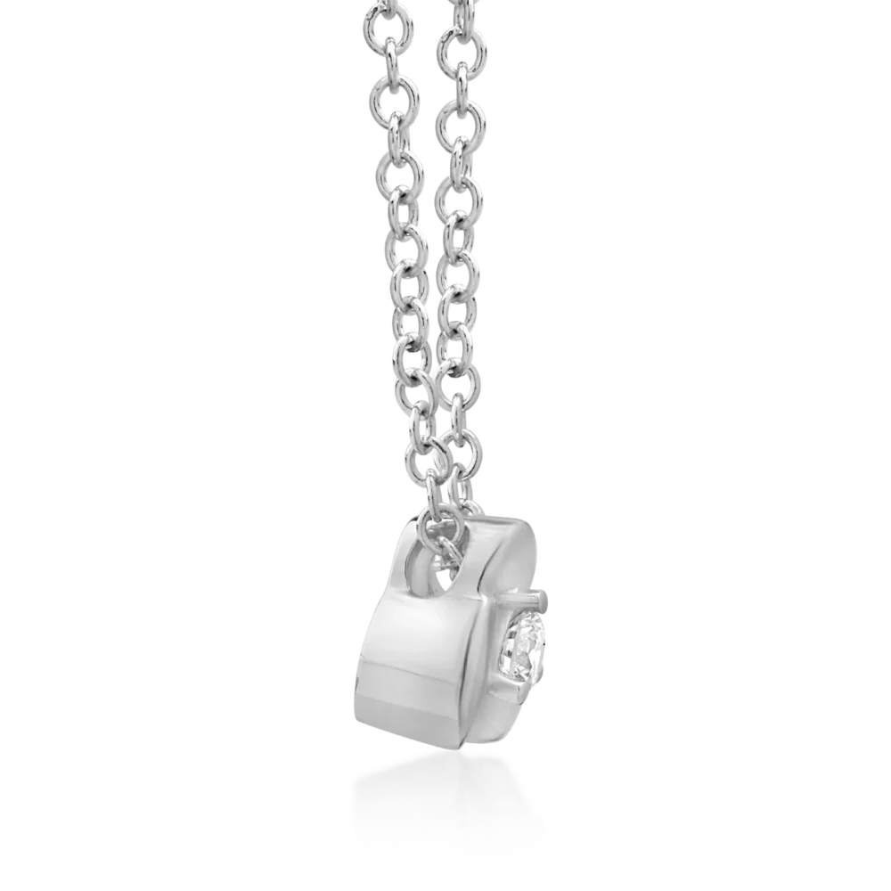 Lant cu pandantiv din aur alb cu diamant de 0.041ct - imagine 3