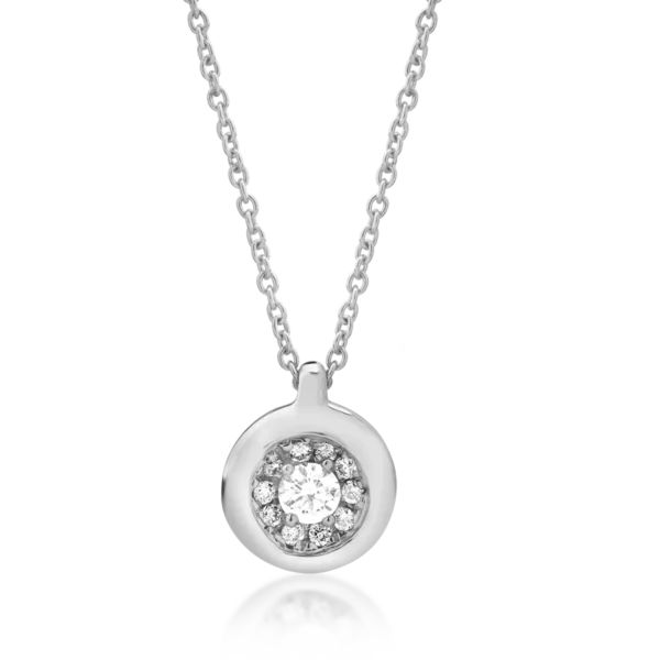 Lant cu pandantiv din aur alb cu diamant de 0.05ct si diamante de 0.03ct