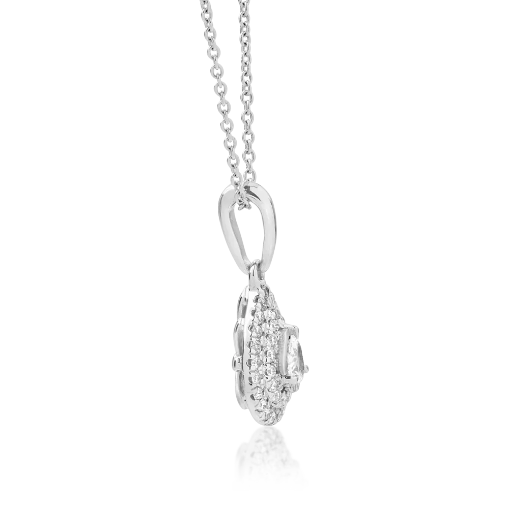 Lant cu pandantiv din aur alb cu diamant pear de 0.06ct si diamante de 0.1ct - imagine 3