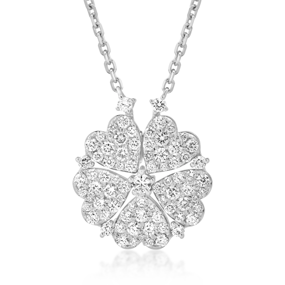 Lant cu pandantiv din aur alb cu diamant de 0.09ct si diamante de 1.72ct