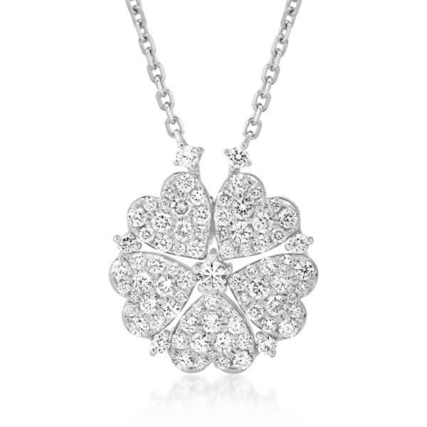 Lant cu pandantiv din aur alb cu diamant de 0.09ct si diamante de 1.72ct