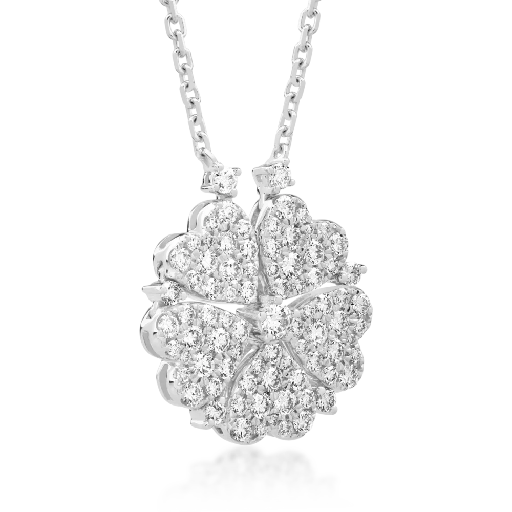 Lant cu pandantiv din aur alb cu diamant de 0.09ct si diamante de 1.72ct - imagine 2