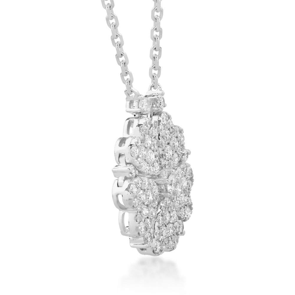 Lant cu pandantiv din aur alb cu diamant de 0.09ct si diamante de 1.72ct - imagine 3