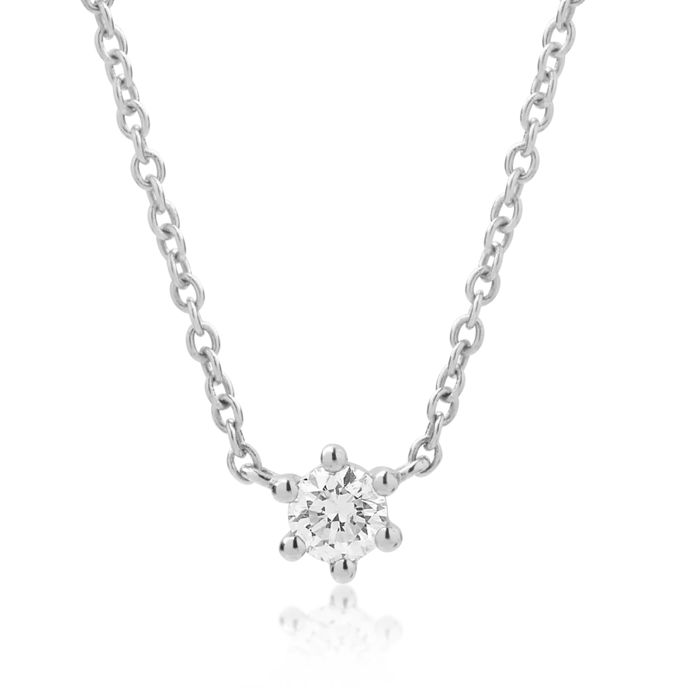 Lant cu pandantiv din aur alb cu diamant de 0.14ct