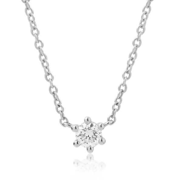 Lant cu pandantiv din aur alb cu diamant de 0.14ct