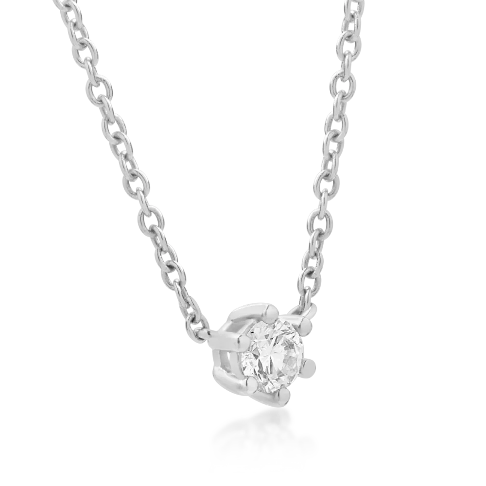 Lant cu pandantiv din aur alb cu diamant de 0.14ct - imagine 2