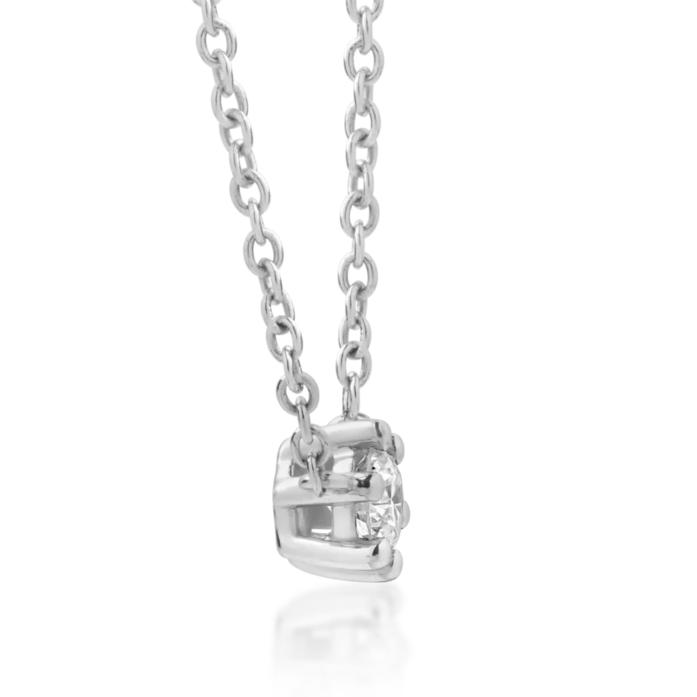 Lant cu pandantiv din aur alb cu diamant de 0.14ct - imagine 3