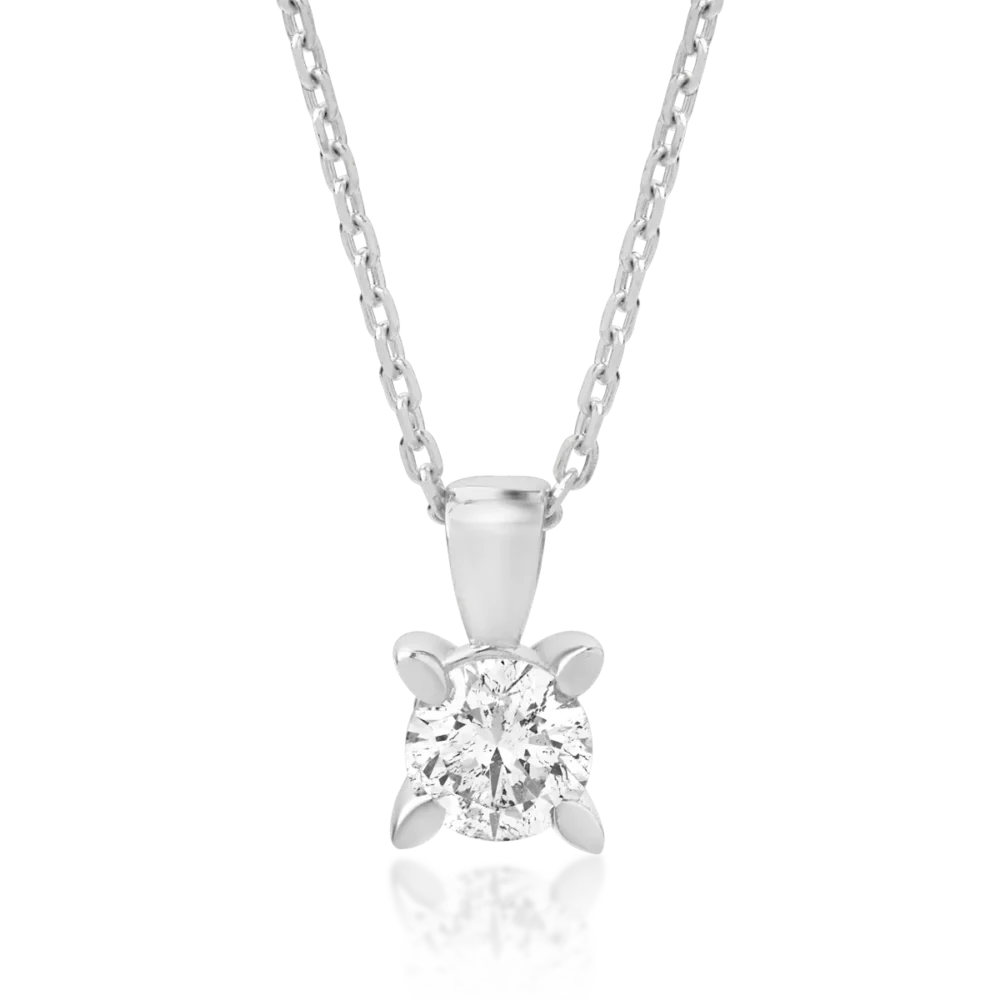 Lant cu pandantiv din aur alb cu diamant de 0.15ct