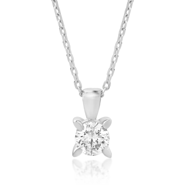 Lant cu pandantiv din aur alb cu diamant de 0.15ct