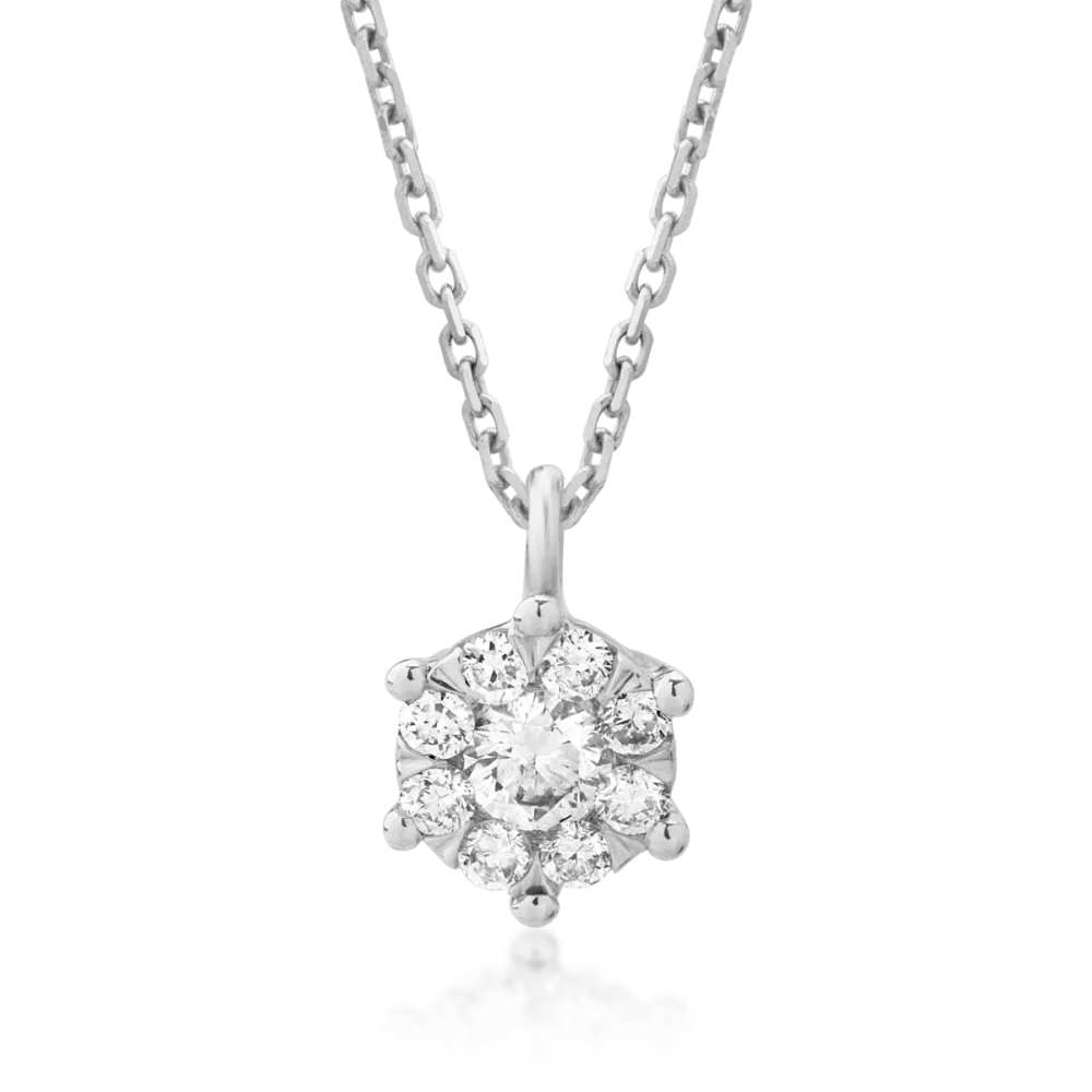 Lant cu pandantiv din aur alb cu diamant de 0.166ct