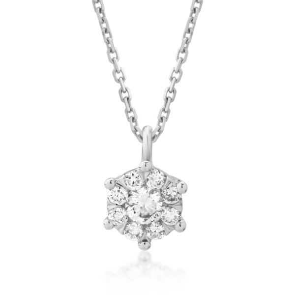 Lant cu pandantiv din aur alb cu diamant de 0.166ct