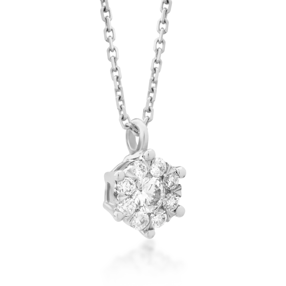 Lant cu pandantiv din aur alb cu diamant de 0.166ct - imagine 2