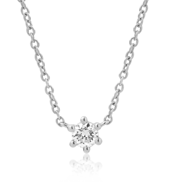 Lant cu pandantiv din aur alb cu diamant de 0.19ct