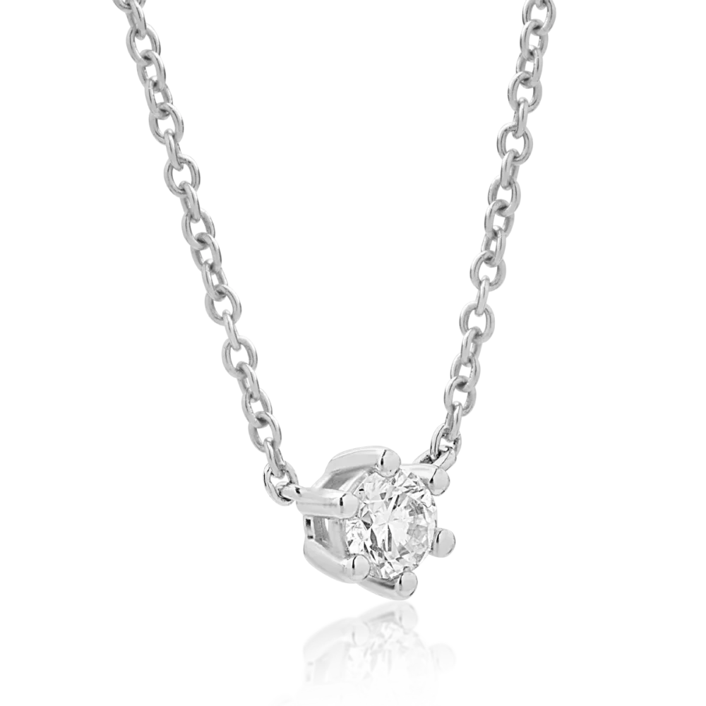 Lant cu pandantiv din aur alb cu diamant de 0.19ct - imagine 2