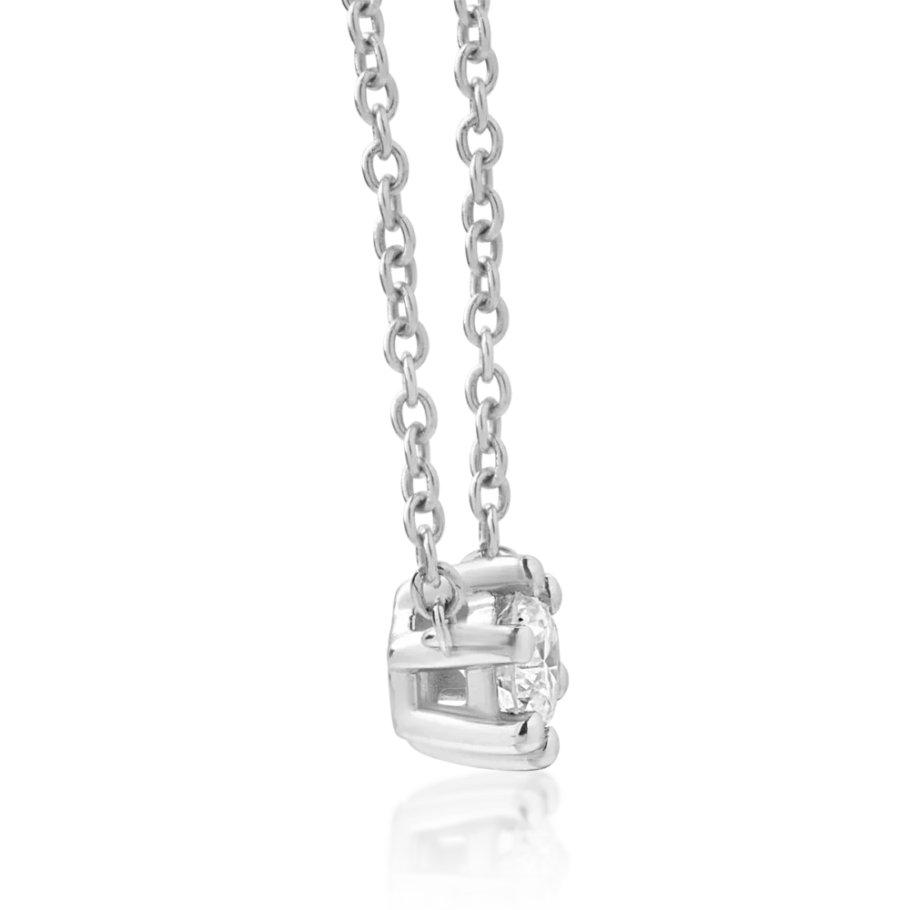 Lant cu pandantiv din aur alb cu diamant de 0.19ct - imagine 3