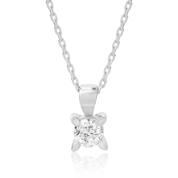 Lant cu pandantiv din aur alb cu diamant de 0.25ct