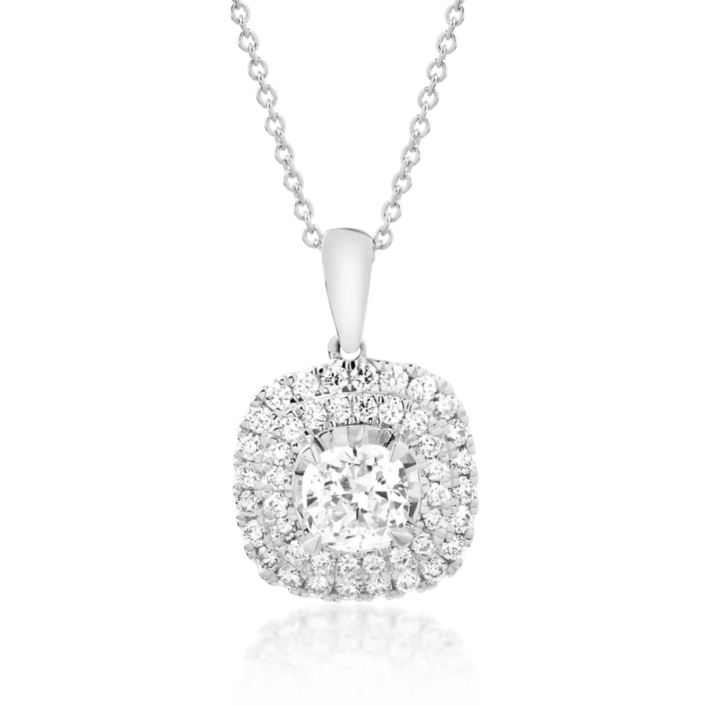 Lant cu pandantiv din aur alb cu diamant de 0.2ct si diamante de 0.11ct